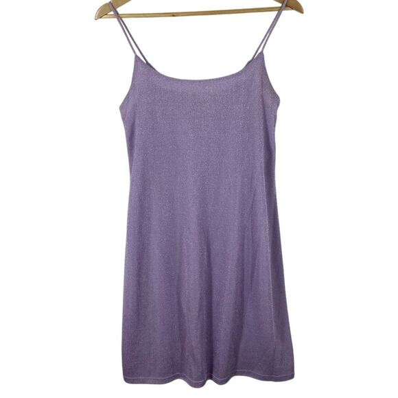 Hugo Buscati Purple Mini Dress 70s Funky Sleeveless Metallic Fairy Size 10 - Picture 1 of 12
